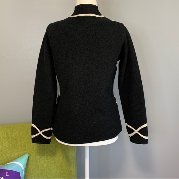 Talbots Black Wool Zipper Jacket Cream Swirl - Picture 5 of 8